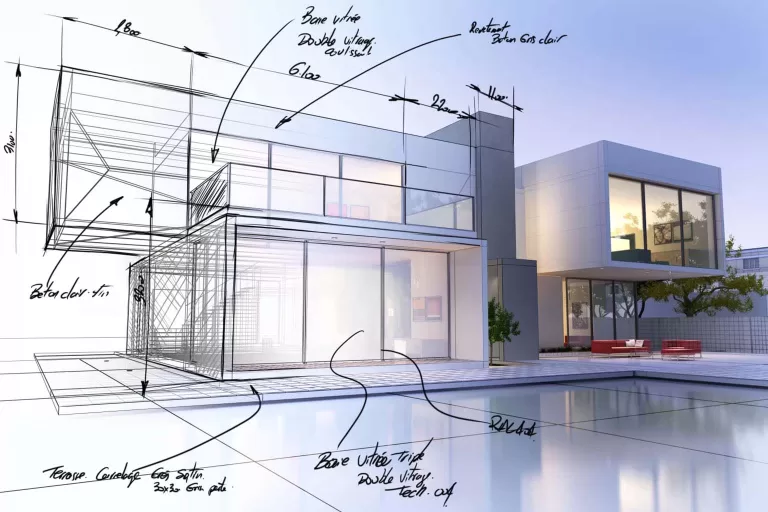 sketch-drafting-modern-house-becoming-real